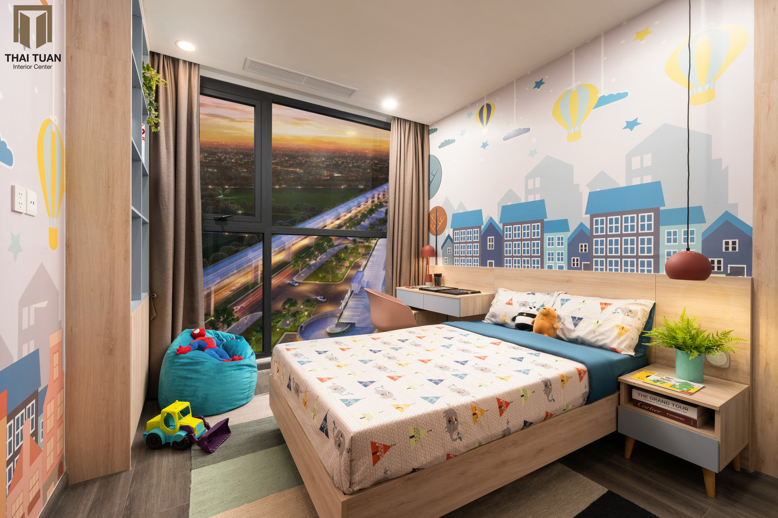 Phòng ngủ cho con với view nhìn ra thành phố