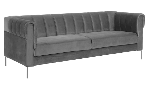 Sofa 3 chỗ Saga vải nhung màu xám đậm 650002363