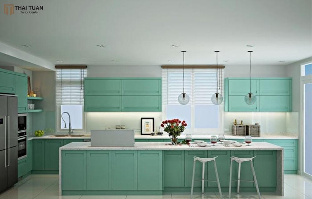 tủ bếp màu xanh hải phòng